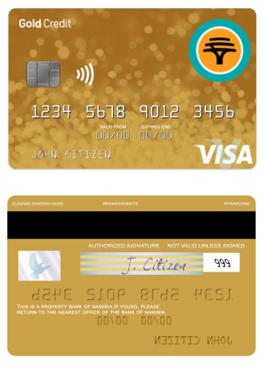 Namibia First National Bank gold credit visa card